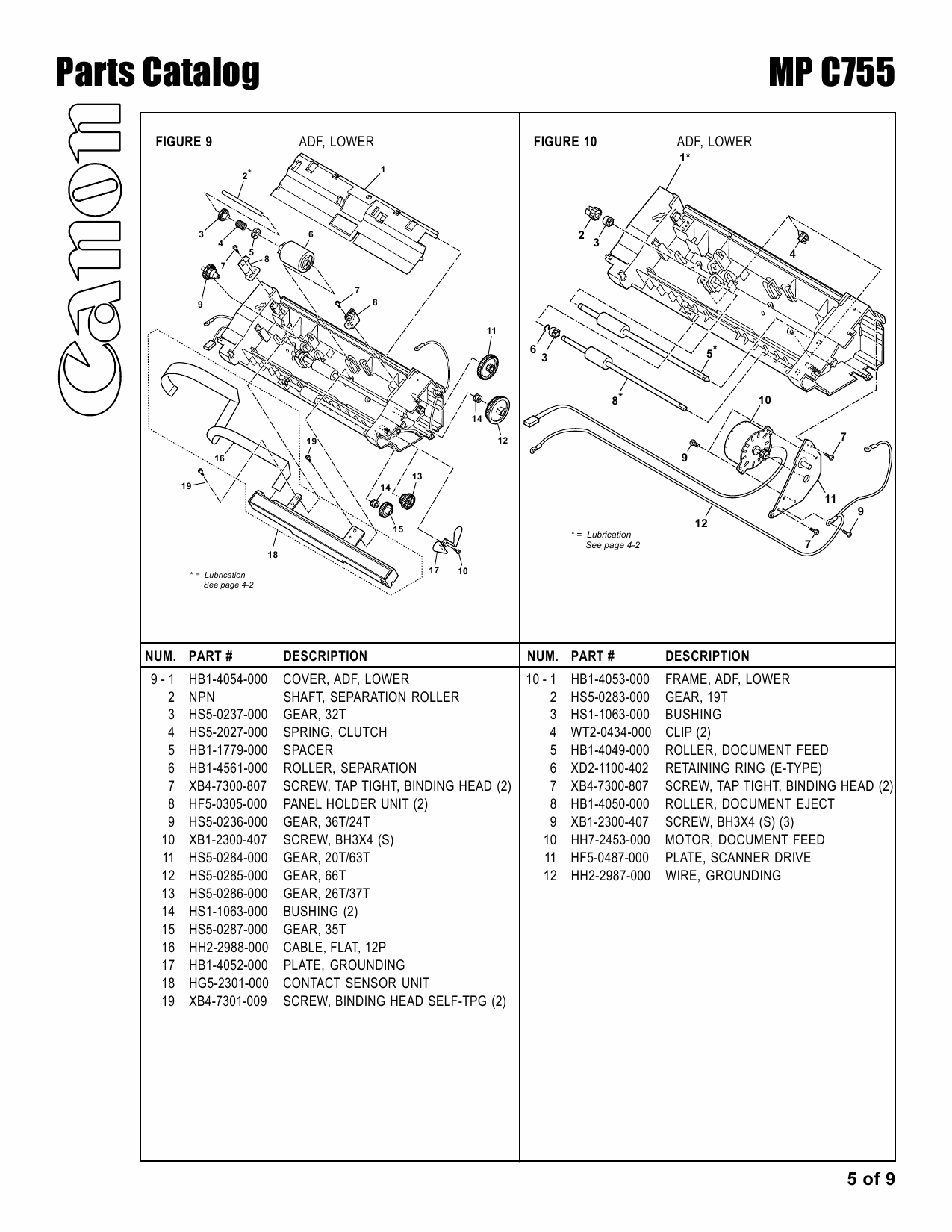 Canon MultiPASS MP-C755 Parts Catalog Manual-5
